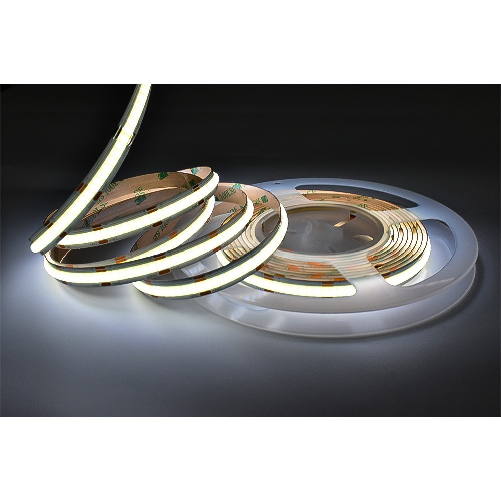 LED No Dot White Color Temperature Tunable 2700K+6500K Tape Light 16 Feet Long - 439 Lumens per Foot - 24V - 10mm Width