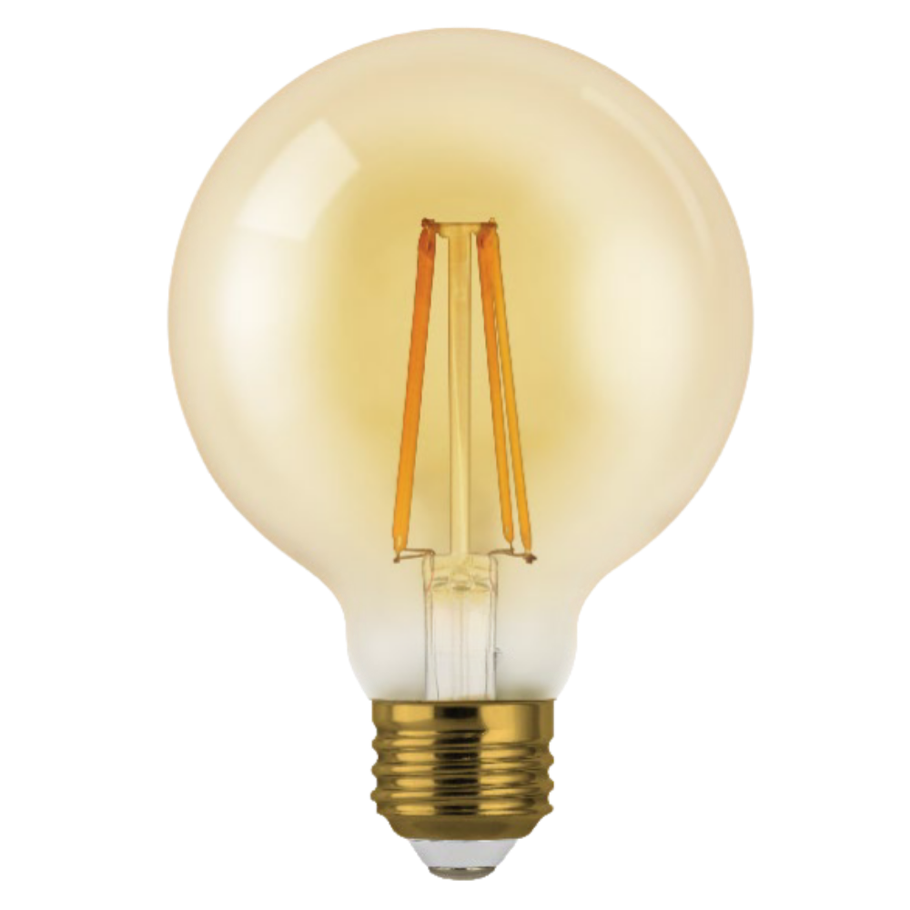 LED 7w Globe Bulb G25 - E26 Base Amber Tint Filament Style 600lm (2700K) 120v