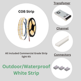 High Output Outdoor/Waterproof 853 Lumens Per Foot LED Strip Lighting Kit: Includes strip light, driver, connectors, channel, and diffuser.