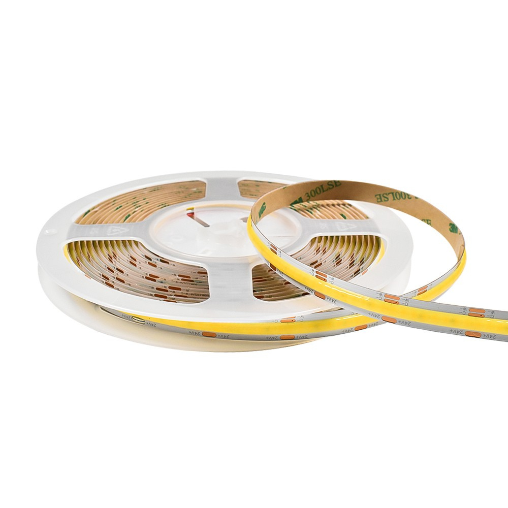 LED No Dot White Color Temperature Tunable 2700K+6500K Tape Light 16 Feet Long - 385 Lumens per Foot - 24V - 8mm Width