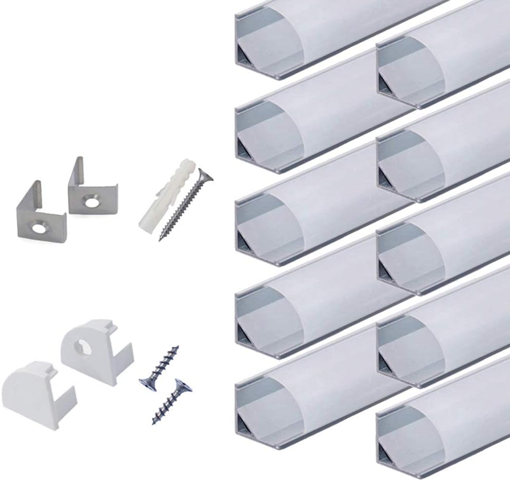 LED V Shape Aluminum Channel Surface Mount with Milky Cover 6.6FT