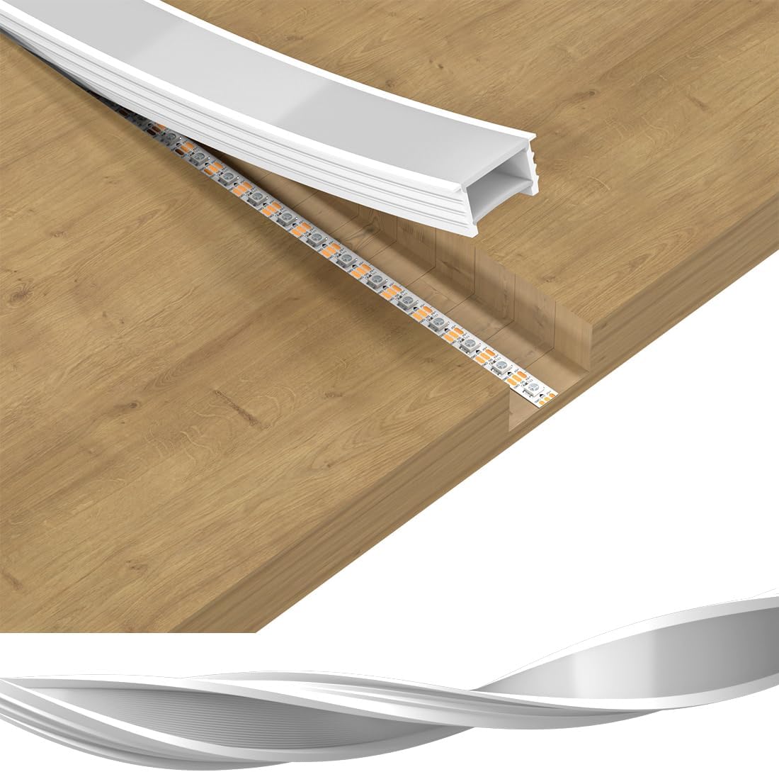 LED Bendable Aluminum Channel with Milky White Cover 16x16mm